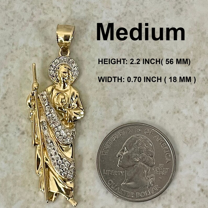 14k Gold St Jude Pendant – White CZ Saint Thaddeus Apostle - Etsy