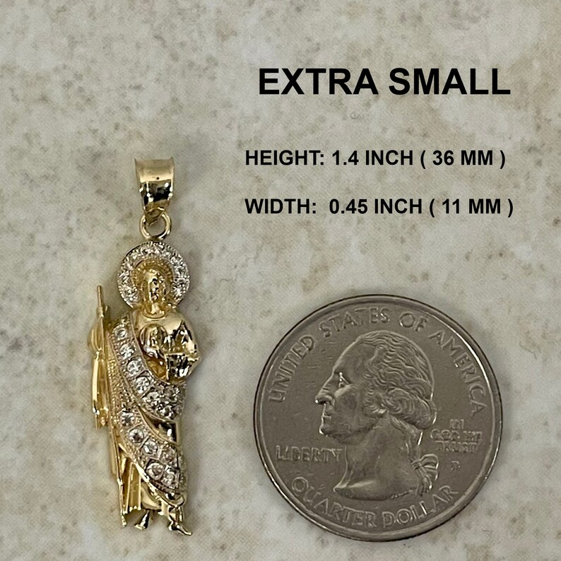 14k Gold St Jude Pendant – White CZ Saint Thaddeus Apostle - Etsy