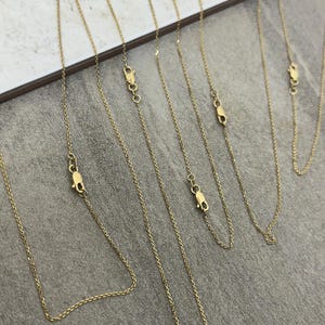 Solid 14k Yellow Gold Thin 1mm Dainty Thin Rolo Cable Chain Necklace with Lobster Claw Clasp