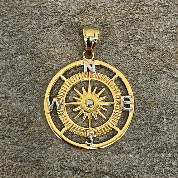 Gold Compass Necklace, 14 Karat Gold, Journey to Follow Your Heart, 14 Karat  G For Sale at 1stDibs | kay jewelers compass necklace, 14k gold compass  necklace, follow your compass necklace
