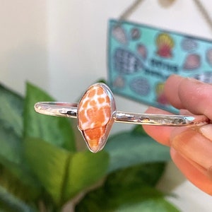 Beautiful Hawaiian Orange Miter Shell Cuff/ Cuff Bracelet/Sterling silver Cuff/ Adjustable Cuff