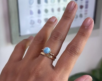 Beautiful Larimar Stacking Ring/14K Gold Filled/Size 7