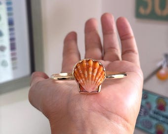 Gorgeous Colors Hawaiian Sunrise Shell Cuff/14K Gold Filled/Adjustable Cuff