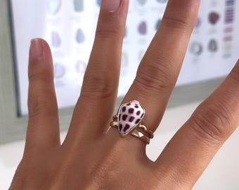 Beautiful Brown Hebrew Cone Shell Stacking Rings/Size 7