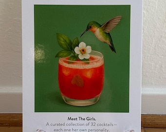 Cocktail Recipe Cards Gift Set for Her, The Girlfriend Edit, 32 Illustrated Drink Recipes