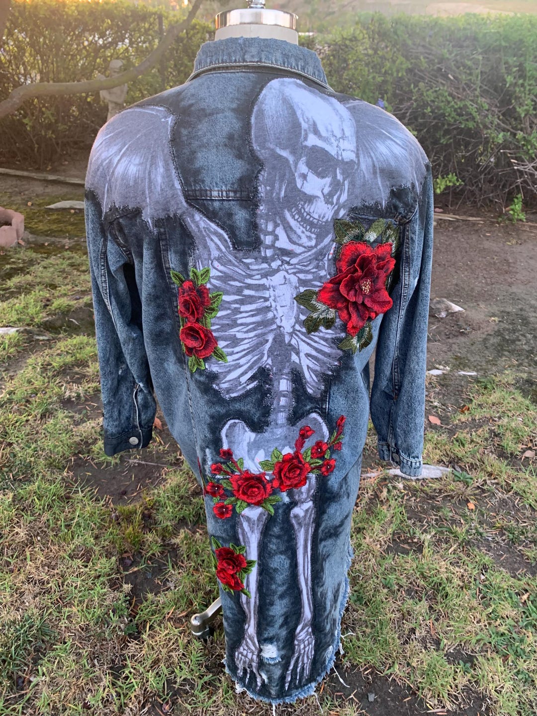 Custom Duster Style Denim Jacket, Light Weight, Distressed, Ladies Size ...