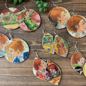 Ms. Frizzle Earrings, Magic School Bus Dangles, Inside the Human Body, Vintage 90s, 1990&#39;s Books, Back to School, Gift for Teacher