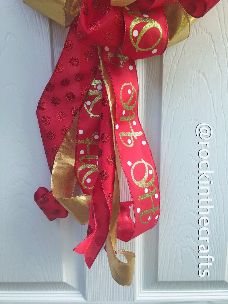 Door Hanger Big Bow Elegant Red Gold Christmas Wired Ribbon Tree Topper Bow Garland Bow Holiday Large Bow Mantel Bow Decorative Bow
