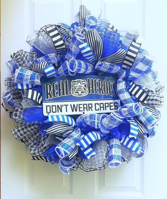 Police Officer Wreath Law Enforcement Decor Sheriff Door Etsy