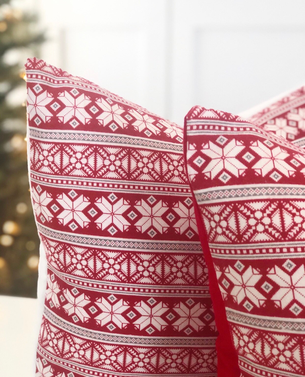 Christmas Plaid Pillow Cover Sweater Pillow Cover Snowflake Etsy