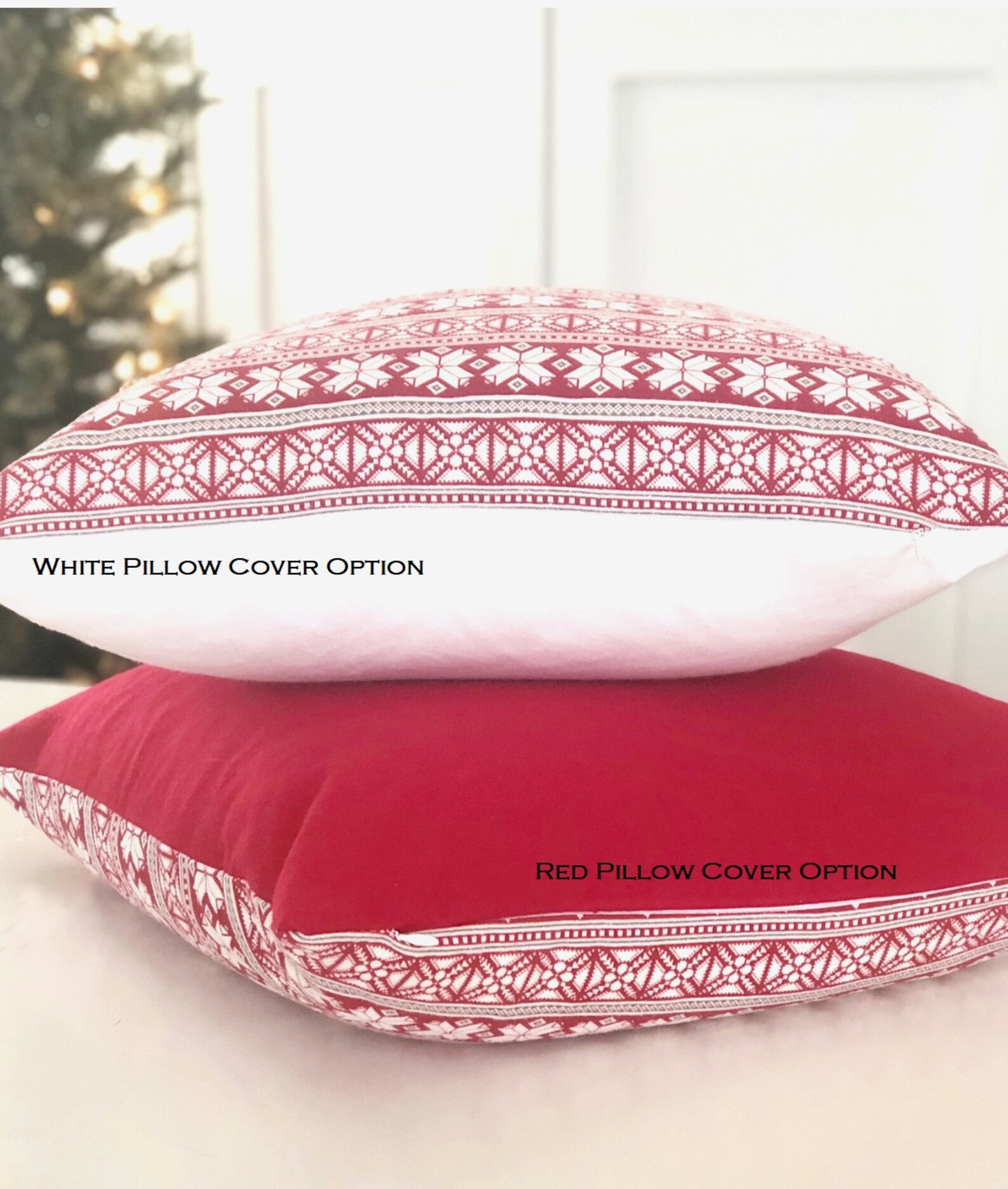 Christmas Plaid Pillow Cover Sweater Pillow Cover Snowflake Etsy
