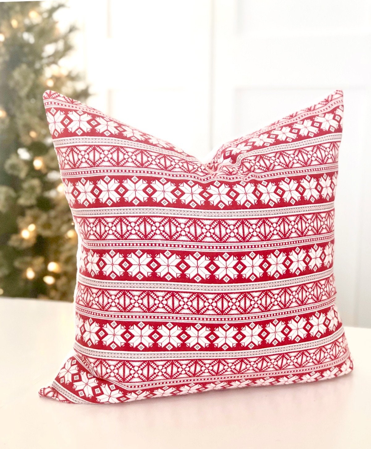 Christmas Plaid Pillow Cover Sweater Pillow Cover Snowflake Etsy