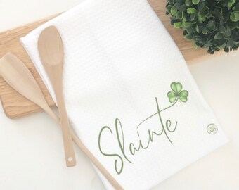 Slainte, Irish Blessing Tea Towel, Irish Cheers, St Patrick's Day Tea Towel, St Patrick's Day Flour Sack, St Paddys Day Tea Towel