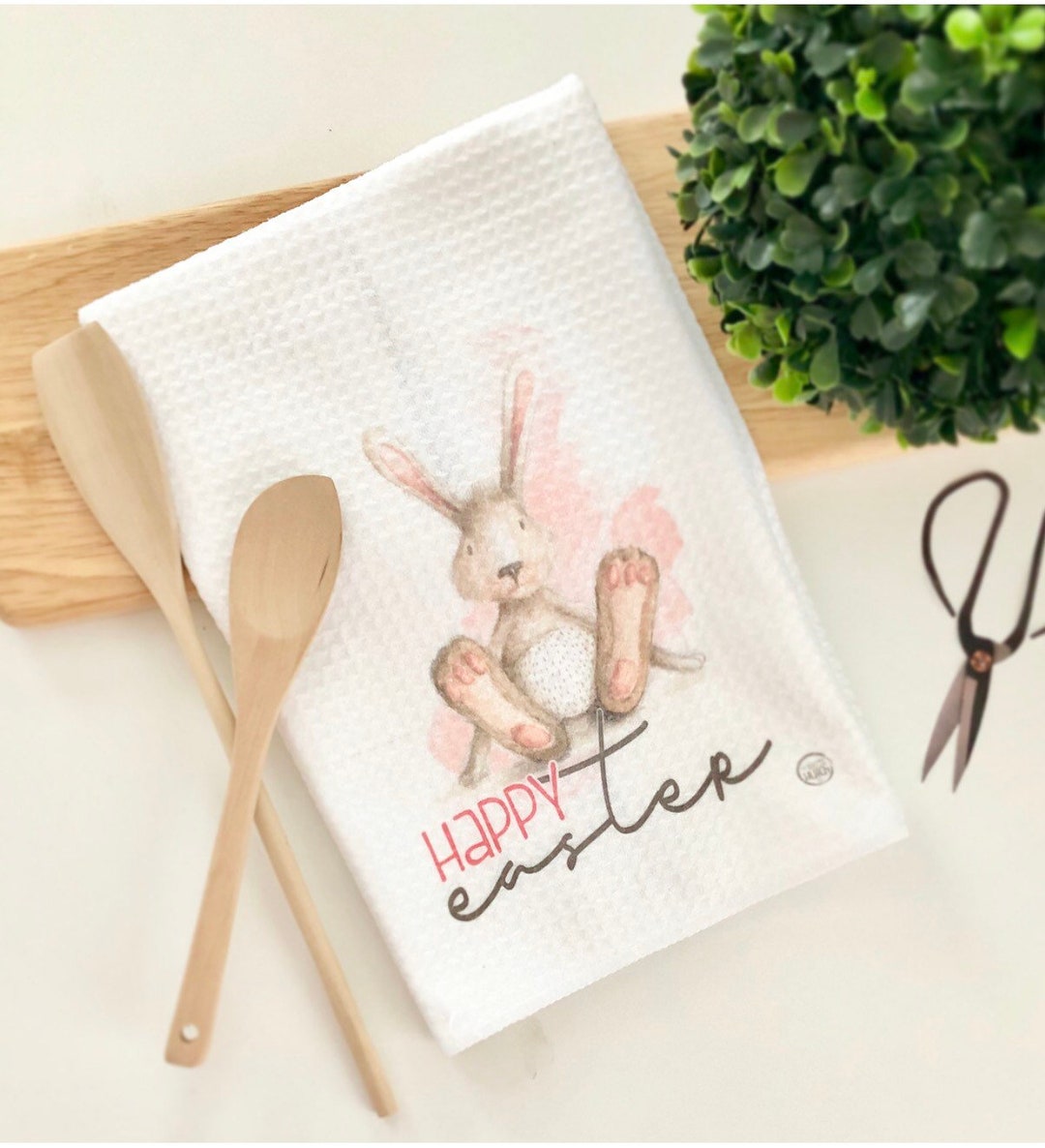Easter Towel, Easter Bunny Kitchen Towel, Bunny Rabbit Easter Kitchen