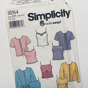 Patrón de costura Simplicity 9264 para cárdigan y blusas de punto, tallas 6-12, sin cortar, 2000