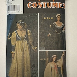 Simplicity 8192 Costumes Medieval Renaissance Dress 4-8 Vtg 1998 Sewing Pattern