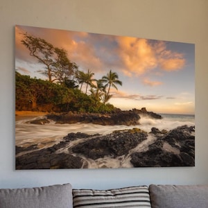 Maui Sunset Photo | Print, Metal, Canvas | Wall Art | Hawaii Photography | Home Decor | Tropical Nature, Ocean, Beach