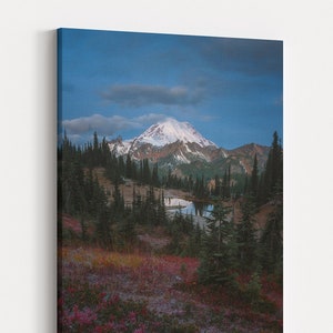 Mt Rainier Print, Pacific Northwest Photography, Tipsoo Lake Photo, Mount Rainier Wall Art, Nature Home Decor, Mountain Canvas, Metal Print