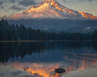 Dramatic Mount Hood Reflection Photo (Print, Metal, or Canvas)