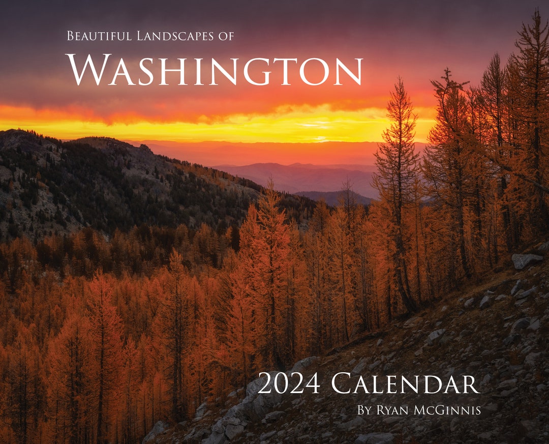 2024 Wall Photo Calendar, Beautiful Nature of Washington Pacific
