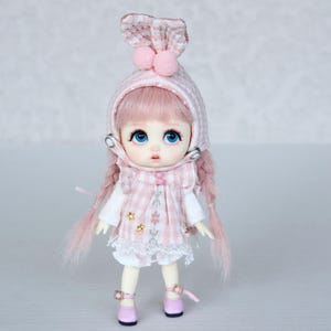 OOAK OB11 Obitsu 11 BJD Ball Bunny Pink Hair Custom Art Doll