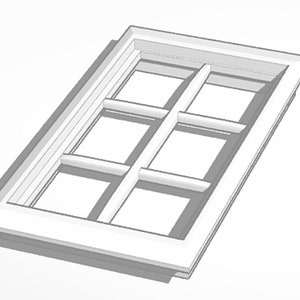 1:12 Scale 6 Panel Window STL File for 3D Printing, Dollhouse or Action Figure Diorama Building, CNC Files for Laser & Plasma Cutting