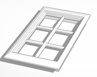 1:12 Scale 6 Panel Window STL File for 3D Printing, Dollhouse or Action Figure Diorama Building, CNC Files for Laser & Plasma Cutting