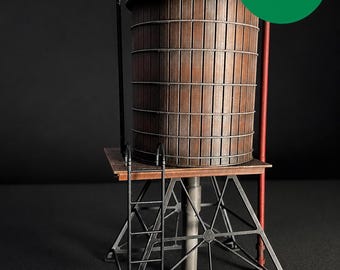 NYC Rooftop Water Tower – 1/12 Scale – Physical Miniature Prop for Action Figure Dioramas