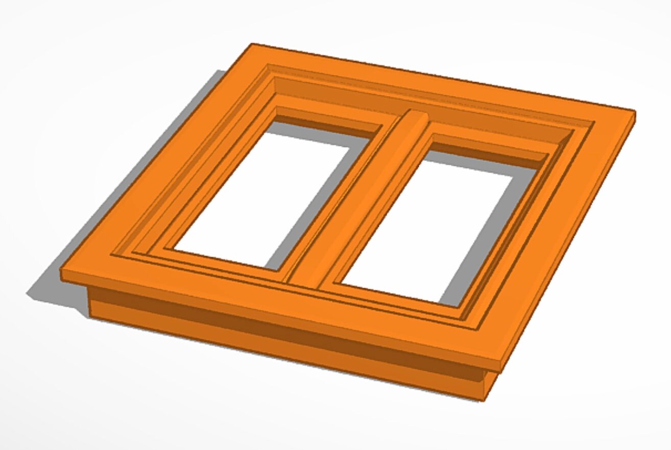 Digital Small Two Pane Window for Diorama, Double Pane Window STL File for 3D Printing, Architecture, CNC Router and Laser Cutting Template