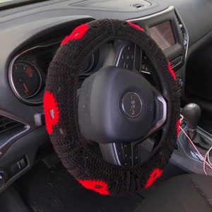 Black and Red Skull Steering Wheel Cover (Custom Colors Available Upon Request!)