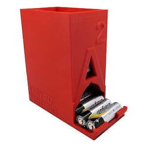 Large Capacity AA Battery Container 3D Printed for Storing and Organising Batteries