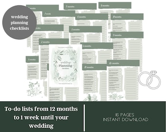 Wedding Monthly To-do Lists | Wedding Planning Checklist | Wedding Planning Printable