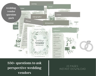 Wedding Vendor Questions Packet | Wedding Vendors Questions Printable | Wedding Planning Printable