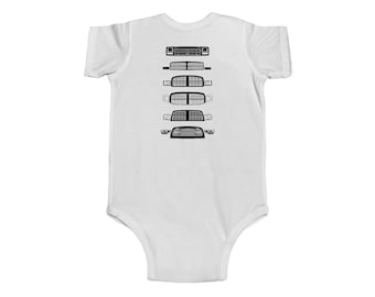 Truck Generations spädbarnsbody, spädbarnsbody i fin jersey, lastbilströjor, lastbilsentusiaster, diesellastbilar, lastbilschaufförer, lastbilstransporter
