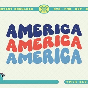 America SVG | 4th of July svg | Retro svg | Wavy svg | USA svg | Independence Day svg | July 4th svg | Fourth of July svg