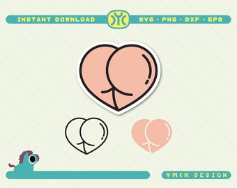Heart Butt SVG | Heart Bum svg | Heart Ass svg | Heart svg | Heart Sticker svg | Love svg | Booty svg | Silhouette | Cut file for Cricut