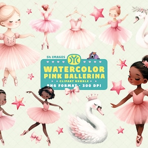 Pink Ballerina Clipart, Swan Lake Clipart, Pink Ballet PNG, Watercolor Ballerina Clipart, Cute ballet clipart, Ballerina PNG, Swan PNG