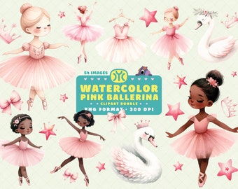 Roze ballerina clipart, Zwanenmeer clipart, roze ballet PNG, aquarel ballerina clipart, schattige ballet clipart, ballerina PNG, Swan PNG