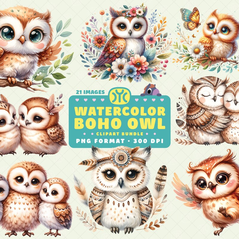 Cute Owls Clipart - Etsy