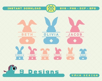 Bunny Name Frame SVG | Easter bunny svg | Bunny svg | Easter svg | Rabbit svg | Easter monogram svg | Bunny Monogram svg | silhouette