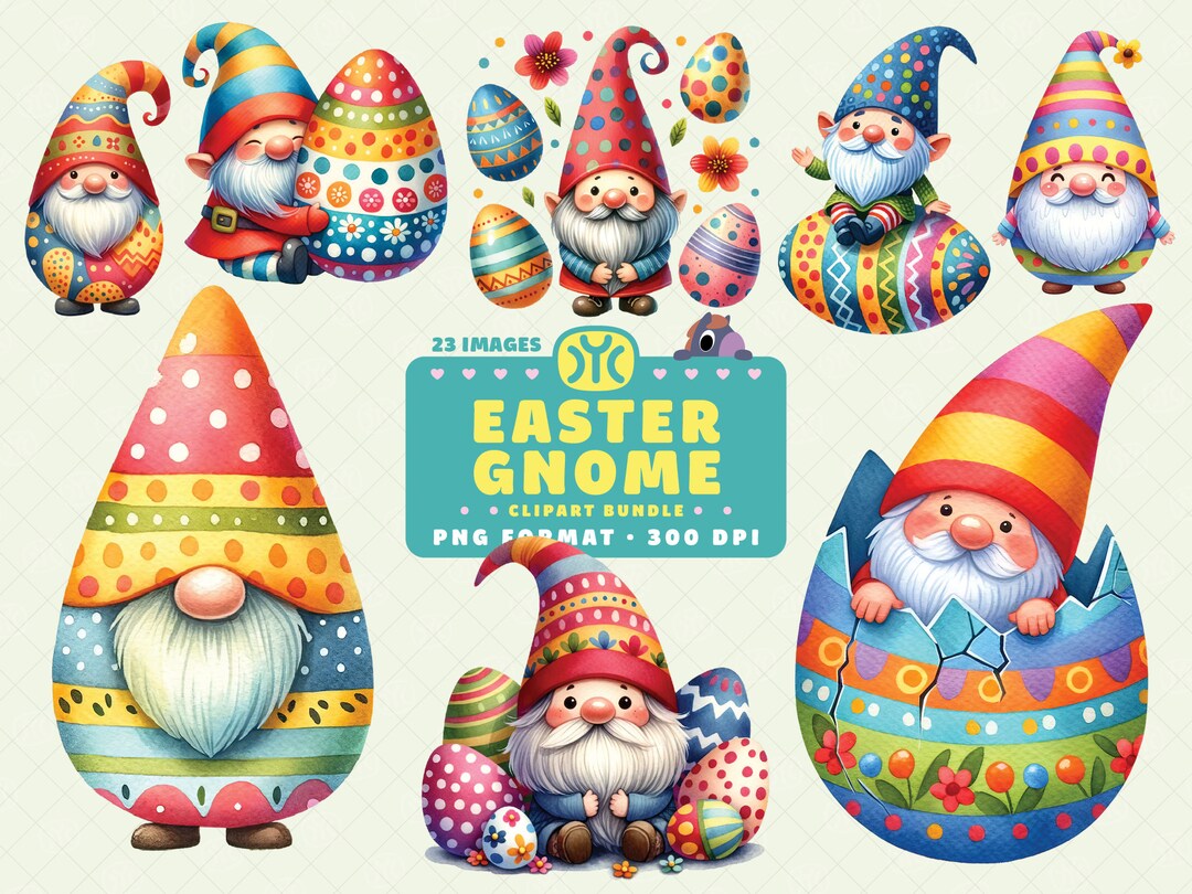 Watercolor Easter Gnome Clipart, Easter Gnome PNG, Spring Clipart ...
