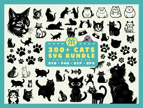 300+ Cats SVG Bundle | Cat Silhouette SVG Bundle | Cat SVG Bundle | Cat svg | Kitten svg | Cat Silhouette svg | Cats svg | svg Cut Files