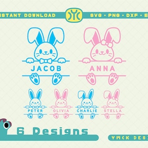 Lapin nom cadre SVG | Lapin de Pâques svg | Lapin svg | Pâques svg | Lapin svg | Pâques monogramme svg | Lapin monogramme svg | silhouette