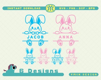Bunny Name Frame SVG | Easter bunny svg | Bunny svg | Easter svg | Rabbit svg | Easter monogram svg | Bunny Monogram svg | silhouette