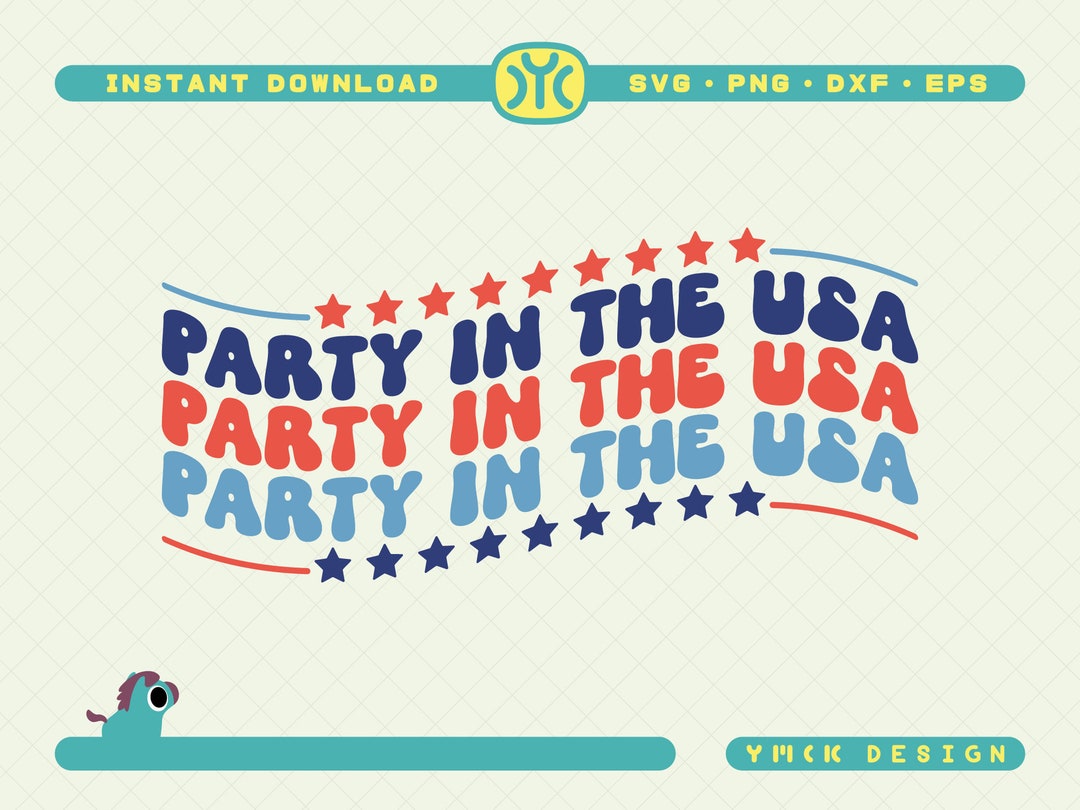 Party in the USA SVG 4th of July Svg Retro Svg Wavy Svg USA Svg