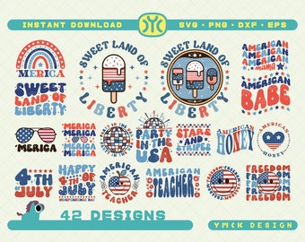 Retro 4th Of Juli SVG Bundle | USA Flagge svg | Juli 4th svg | USA svg | Unabhängigkeitstag svg | Patriotische svg | Vierter Juli svg | Cricut