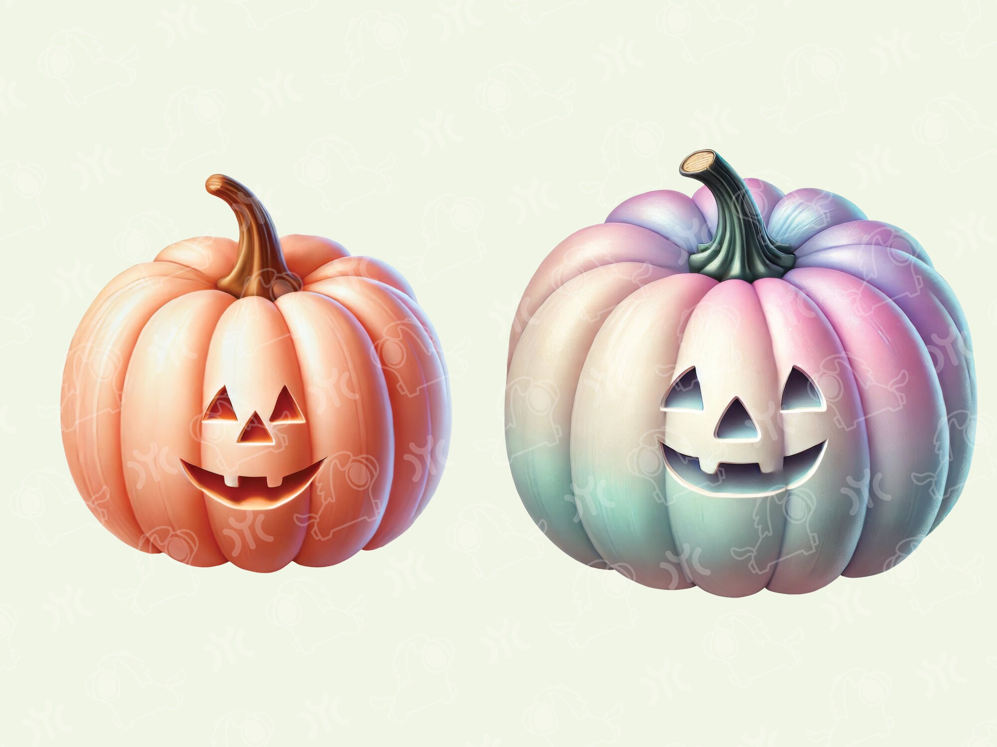 Pastel Halloween Pumpkin Clipart, 13 PNG Files, Pastel Pumpkin PNG