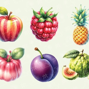 Watercolor Fruits Clipart, 40 High Quality Pngs, Watercolor Clipart ...