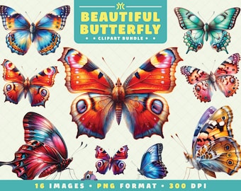 Hermosas imágenes prediseñadas de mariposas, paquete de imágenes prediseñadas de mariposas, arte de insectos, insectos PNG, artesanía de papel, diario basura