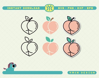 Perzik kont SVG | Perzik Bum svg | Perzik kont svg | Perzik-svg | Perzik sticker svg | Vruchten-svg | Buit SVG | silhouet | Knip bestand voor Cricut